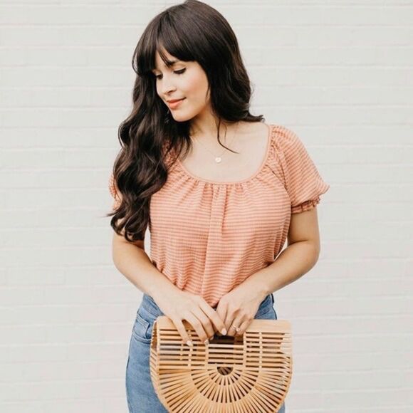 𝅺madewell Sz Xs Texture & Thread Peasant Top in Stripe - Picture 1 of 8